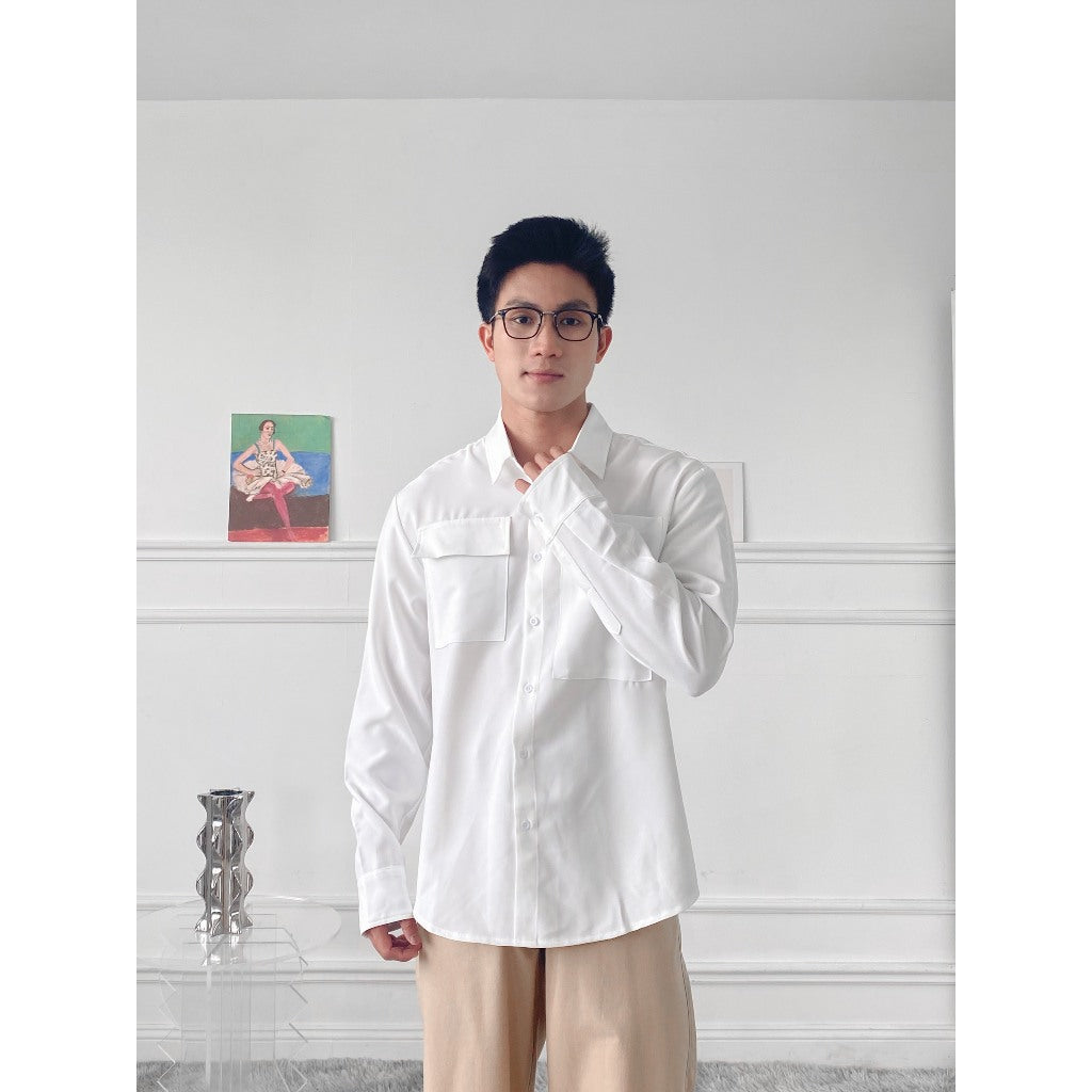 BLANKESPACE Áo Sơ Mi Tay Dài Basic Blankesoul White Shirt Form Xuông Thời Trang Nam Nữ Unisex