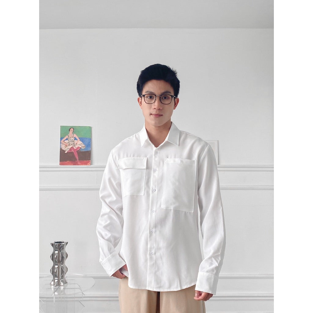 BLANKESPACE Áo Sơ Mi Tay Dài Basic Blankesoul White Shirt Form Xuông Thời Trang Nam Nữ Unisex