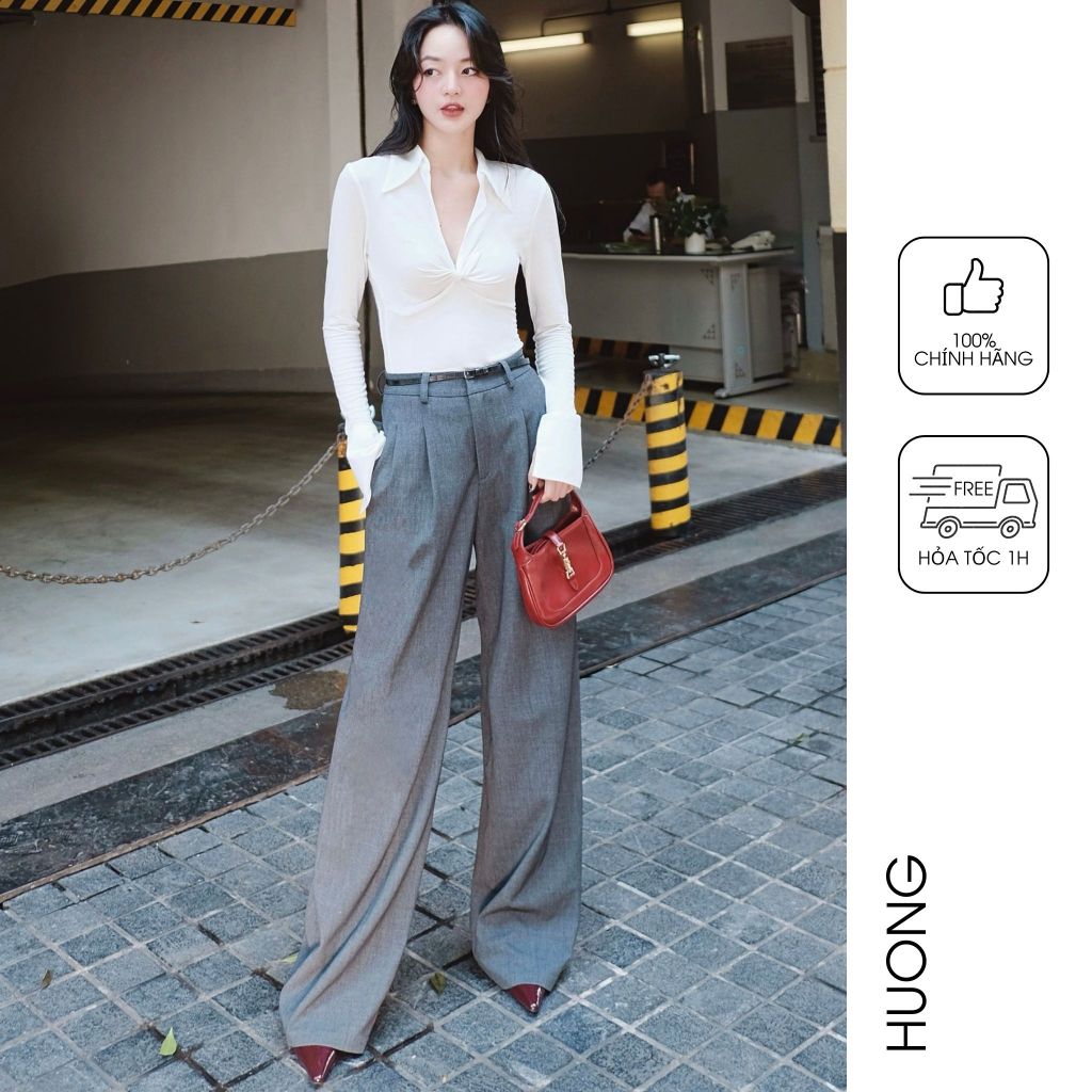 HUONG BOUTIQUE pleated straight-leg pants HBQ104