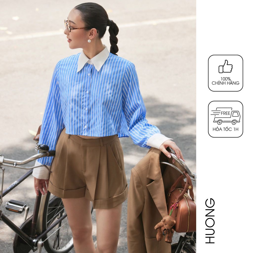 HUONG BOUTIQUE BSQS02 scratched brown shorts