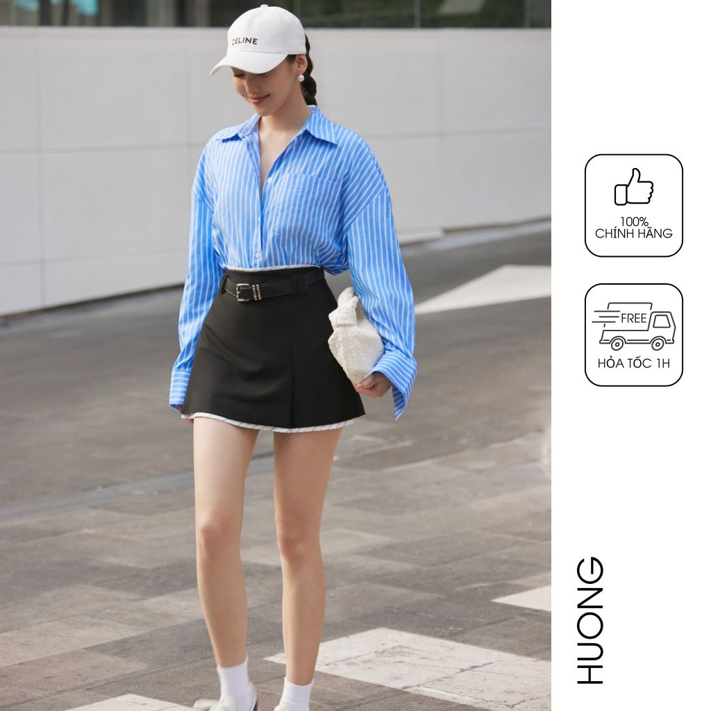 Chân váy A ngắn phối viền kẻ HUONG BOUTIQUE BSZ27