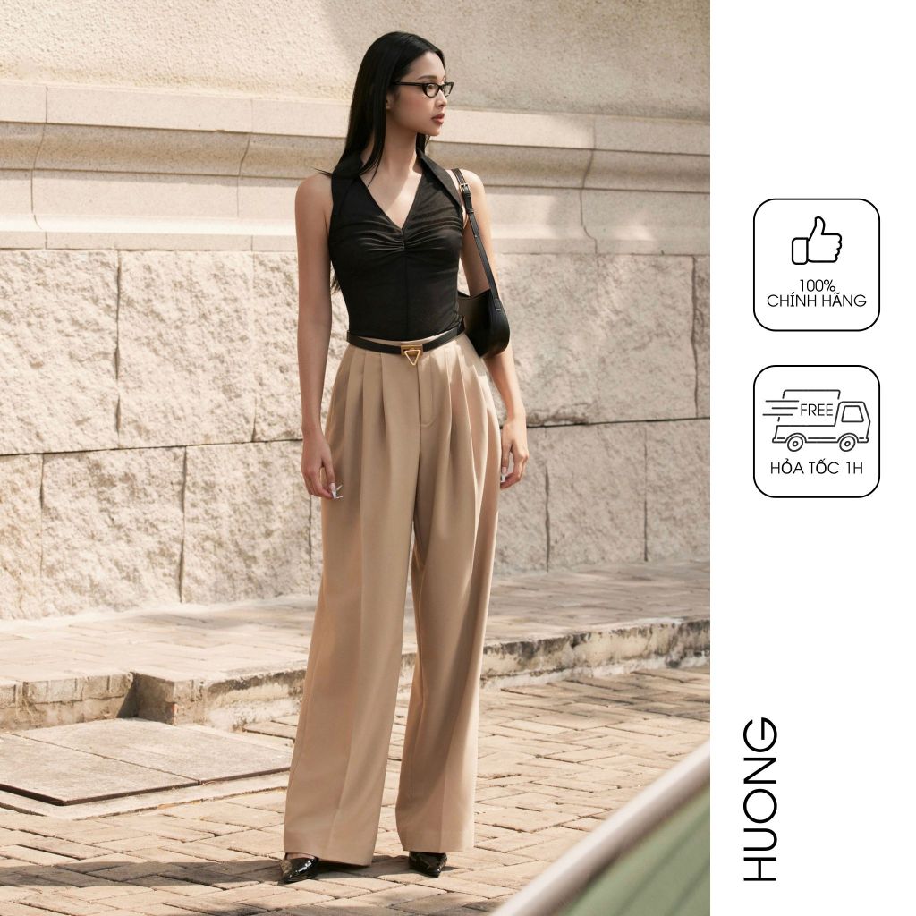 HUONG BOUTIQUE 3-mm brown loose pants BSQ07