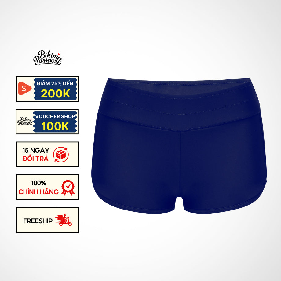 Quần bơi Nữ BIKINI PASSPORT kiểu Quần kín đùi - màu Xanh Navy - BS236_NV