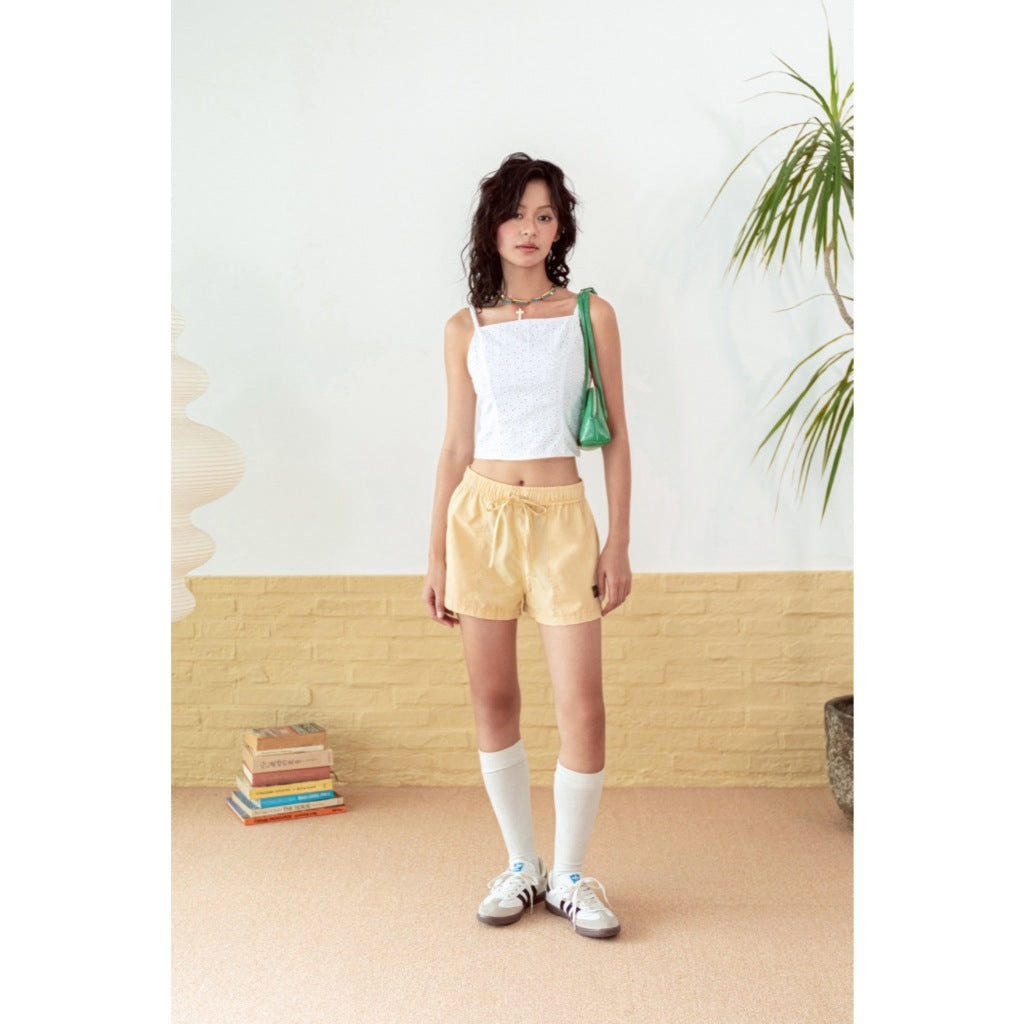 LIBÉ WORKSHOP - Light yellow elastic waist shorts