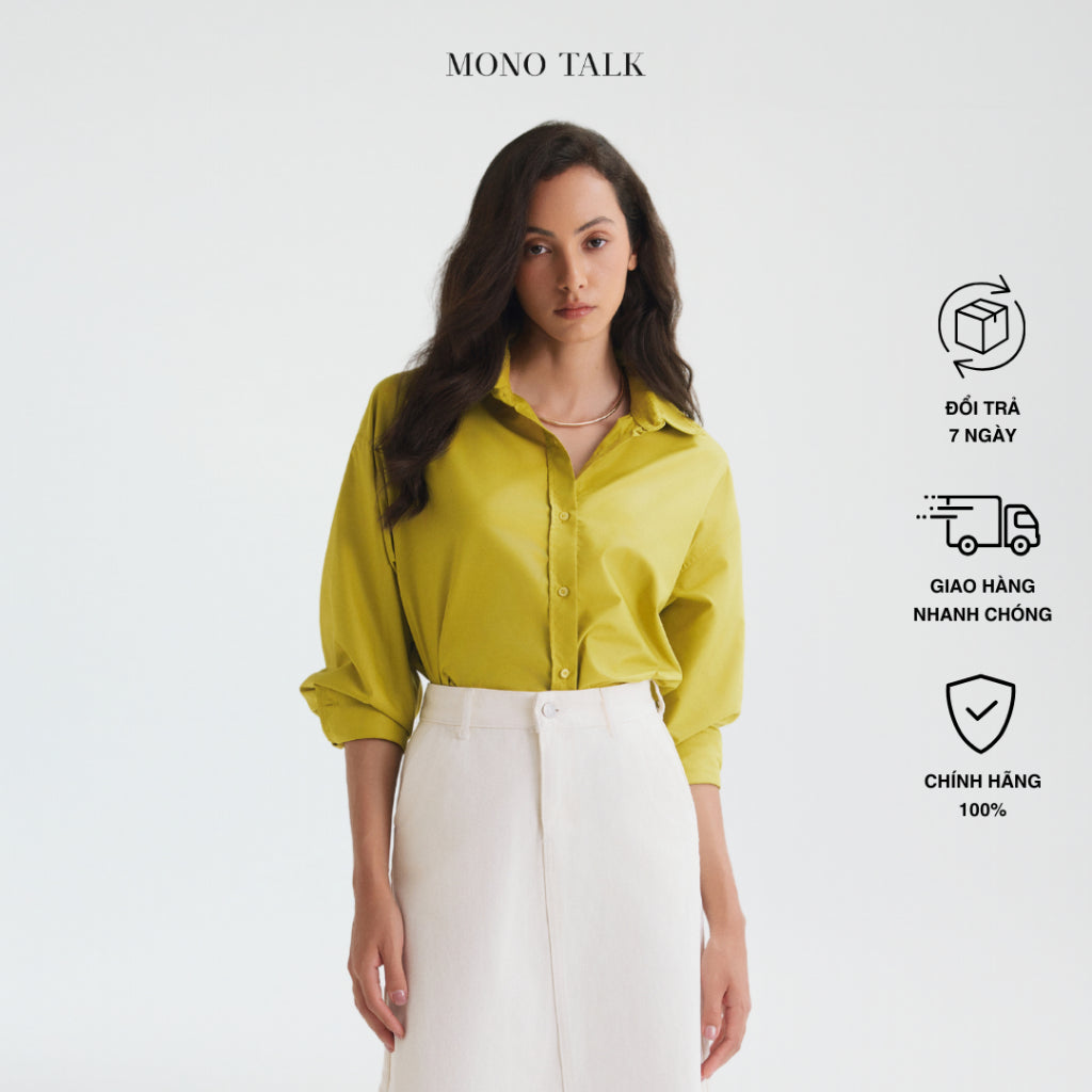 MONO TALK oversized shirt (light green) wrinkle-free, soft and cool poplin fabric T10001FT