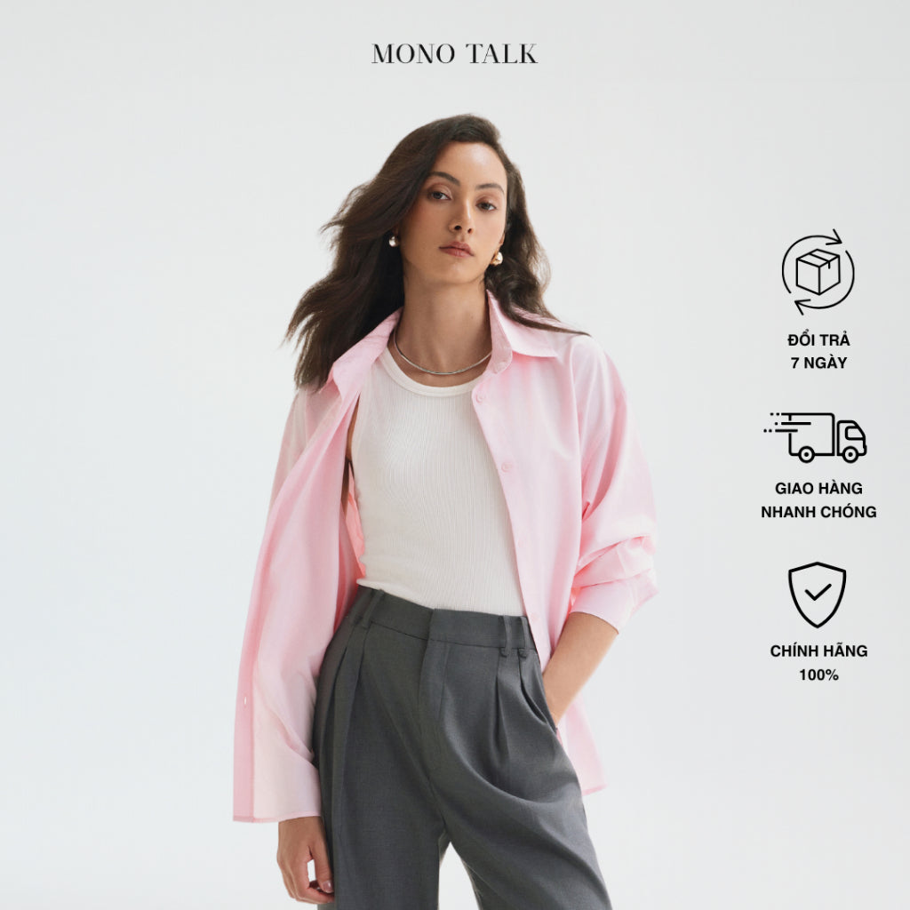 MONO TALK oversized shirt (felt pink) poplin fabric to reduce wrinkles, soft and cool T10001FT