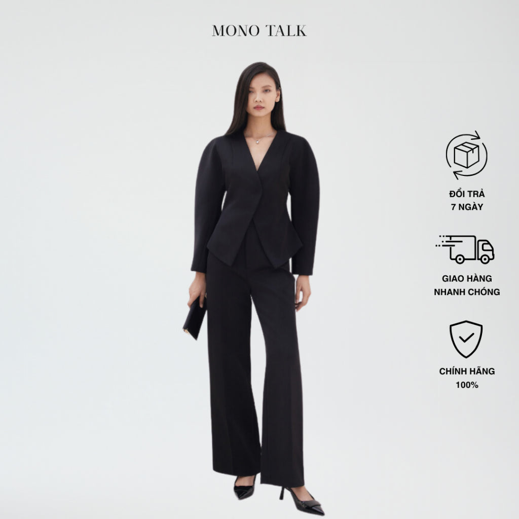 Áo blazer Tafta MONO TALK tay phồng peplum, thân chiết eo mở V_MOF24S-T40001TK