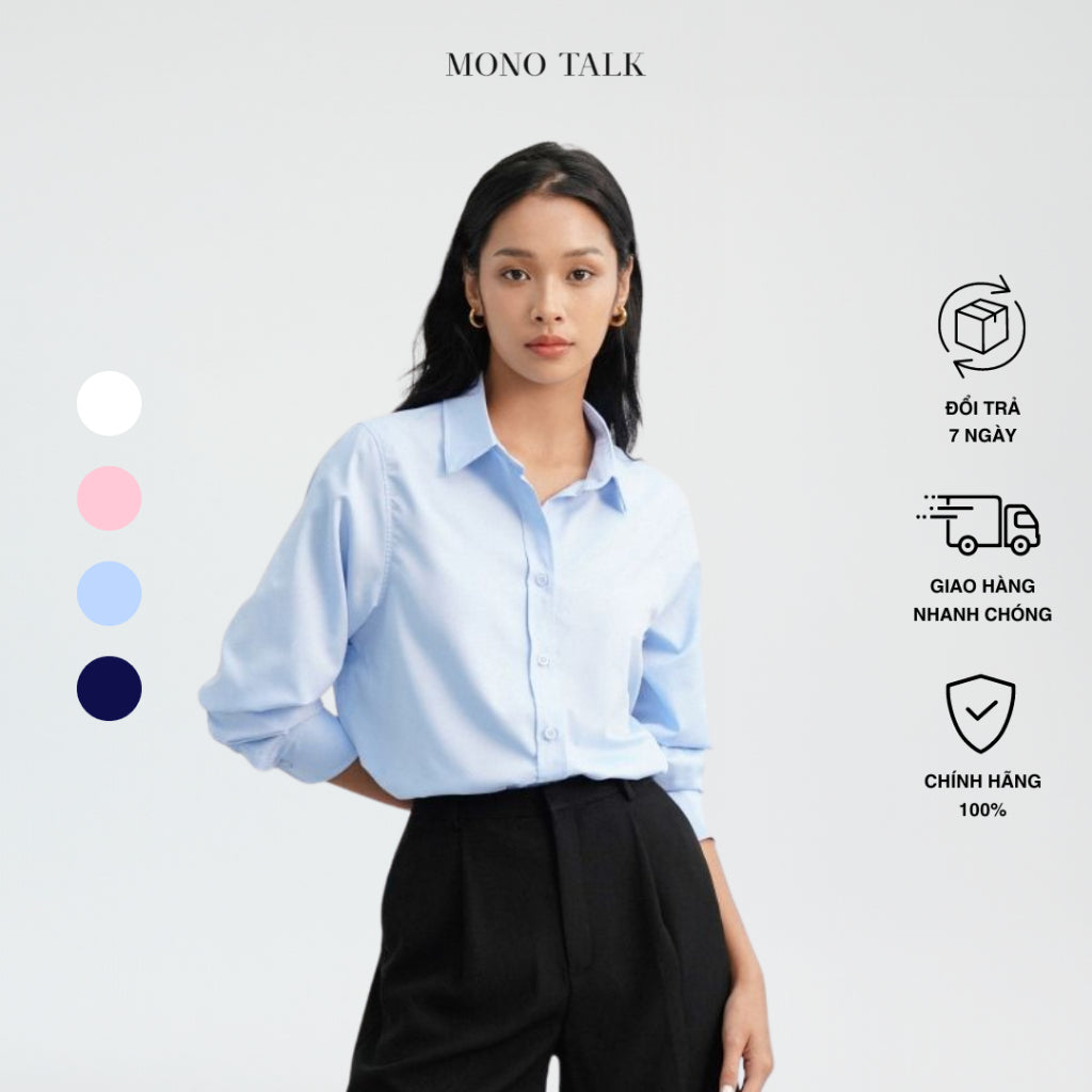 MONO TALK regular shirt (color combination) rough natural poplin fabric to reduce wrinkles, slim fit T10002FT