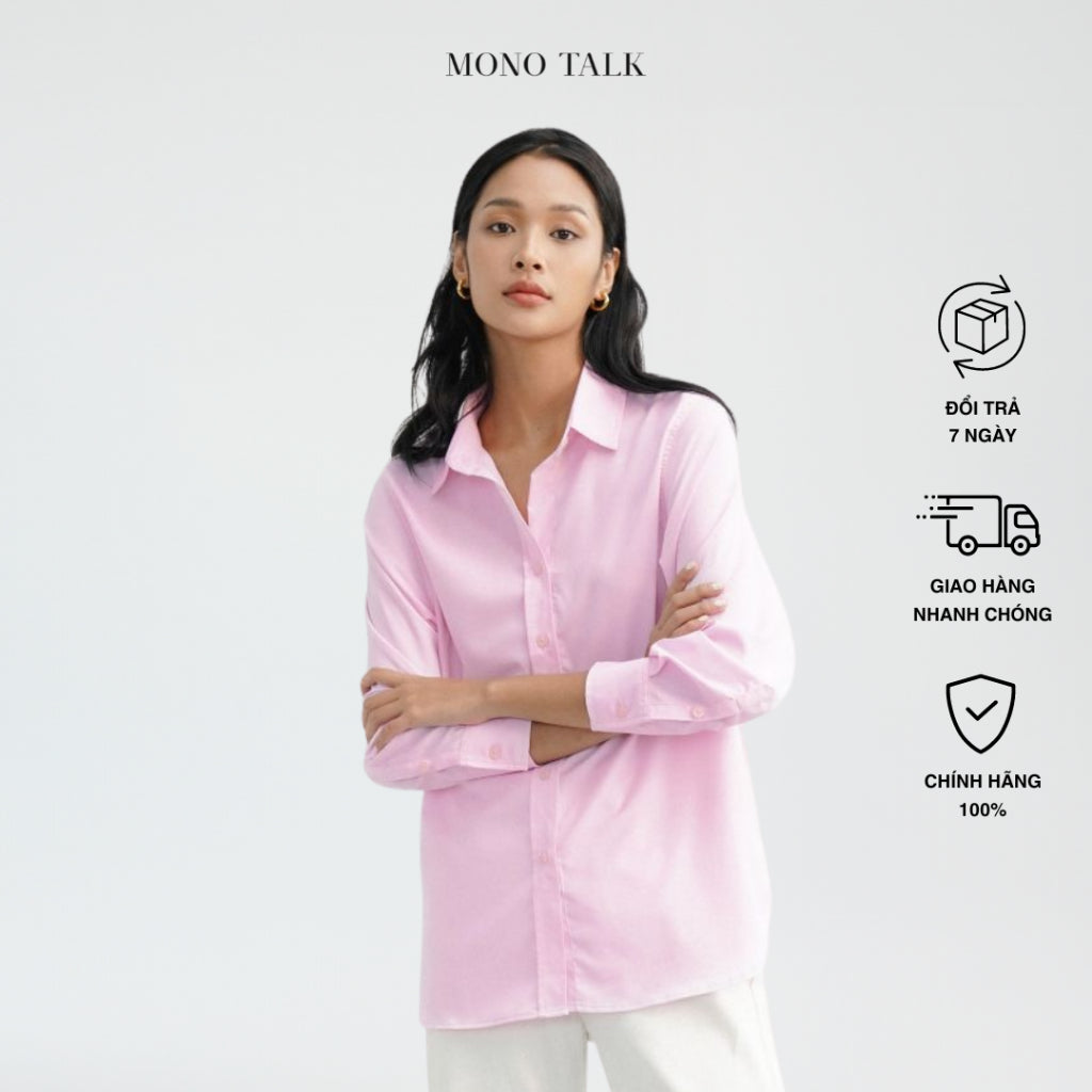 MONO TALK regular shirt (light pink) rough natural poplin fabric to reduce wrinkles, slim fit T10002FT