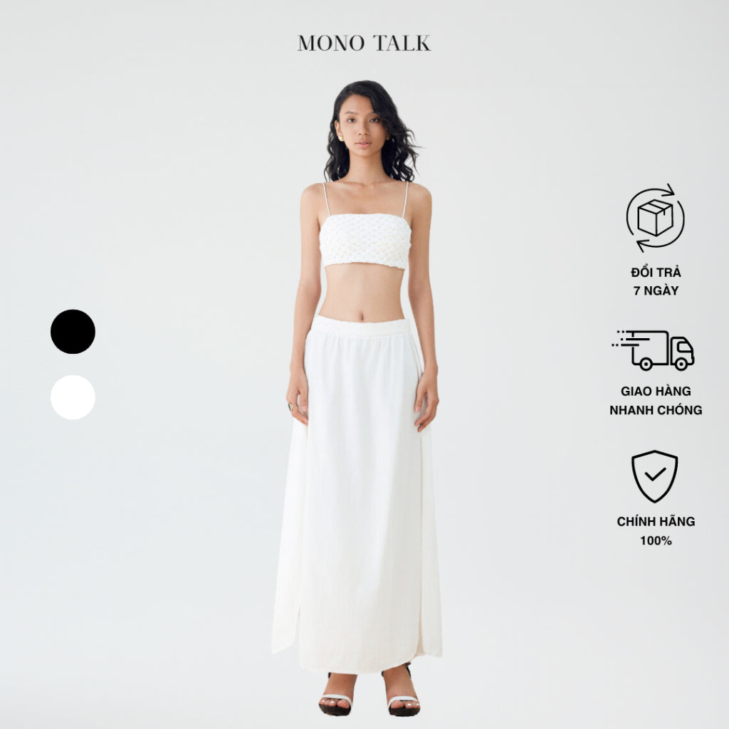 MONO TALK low-waist skirt with smocking ribs and curved flap MCS24S-B10004TK