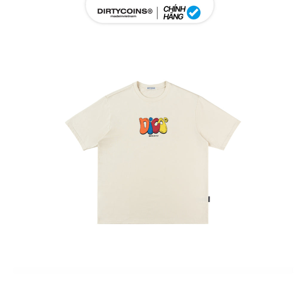 DirtyCoins Dico Multicolor Typo T-shirt - Cream