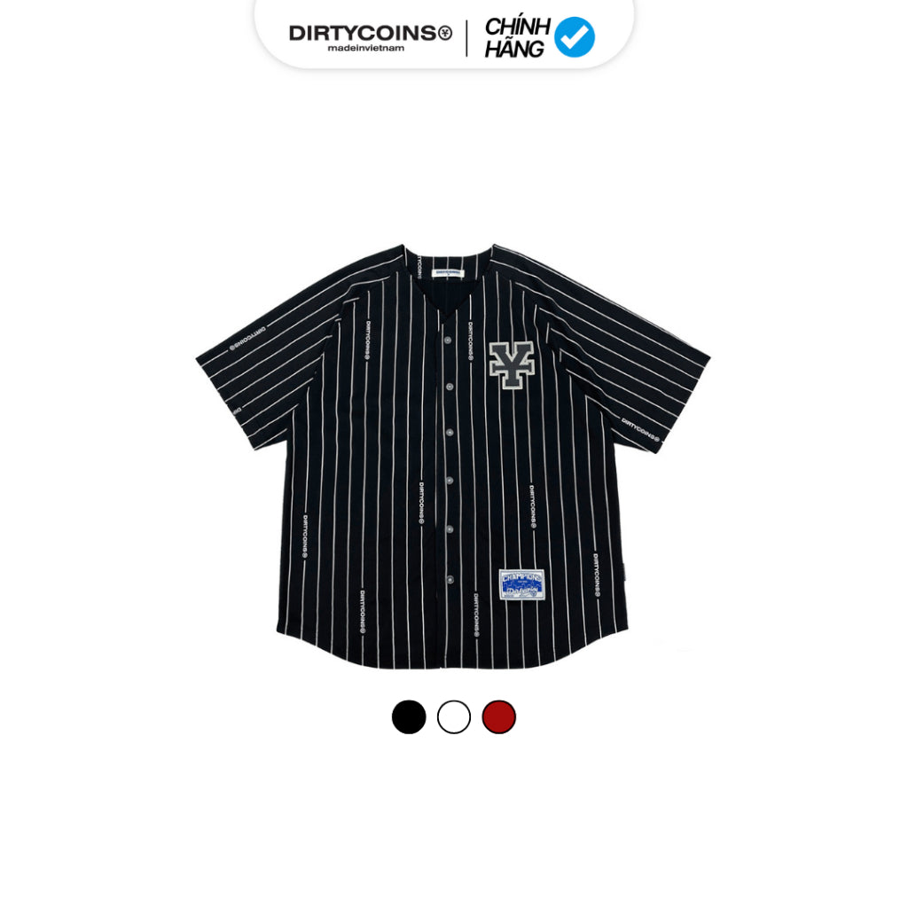 DirtyCoins Baseball Black Striped Shirt