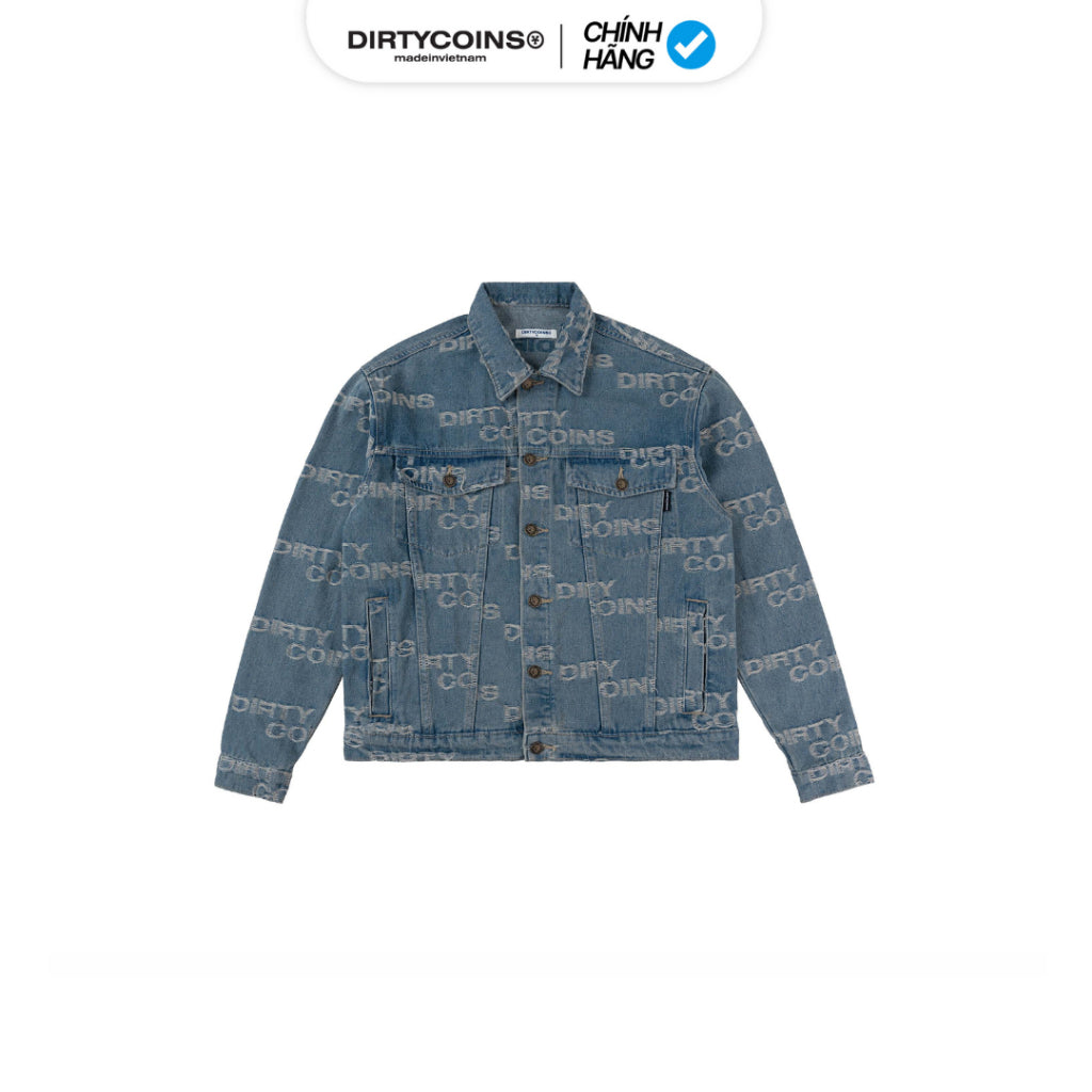 DirtyCoins Frayed Logos Denim Jacket - Blue Wash