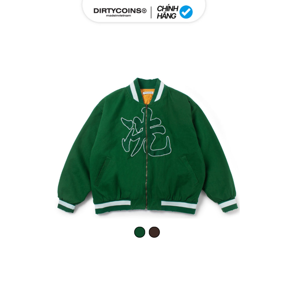 DirtyCoins Denim Bomber Jacket - Green