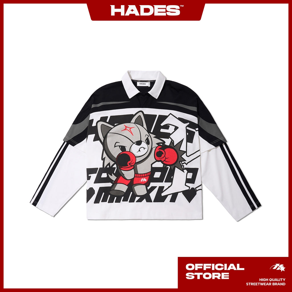 HADES KNOCK OUT LONGSLEEVE Unisex Long Sleeve Shirt Cotton Fabric - Genuine HADES Brand