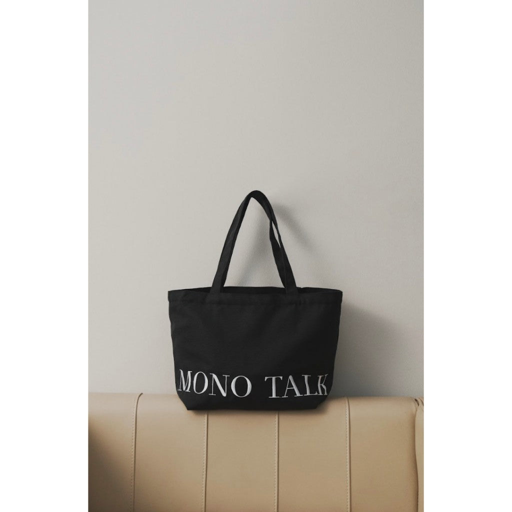 Túi Vải Canvas (màu đen) MONO TALK chữ thêu Canvas Tote Bag MACC24S-P10001TK