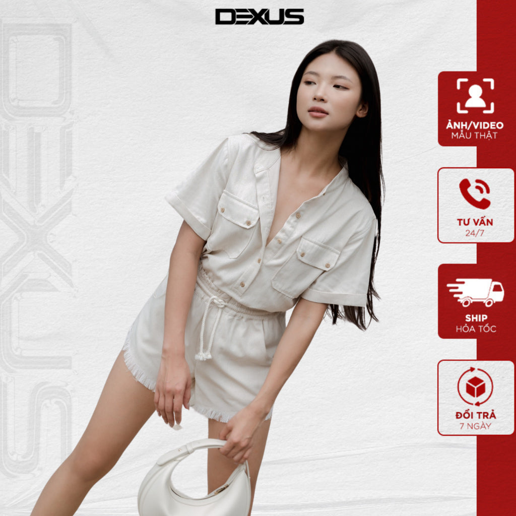 Women's set of sleeveless shirt with box and short shorts XAVIA SET_DXA140758+DXQ140682