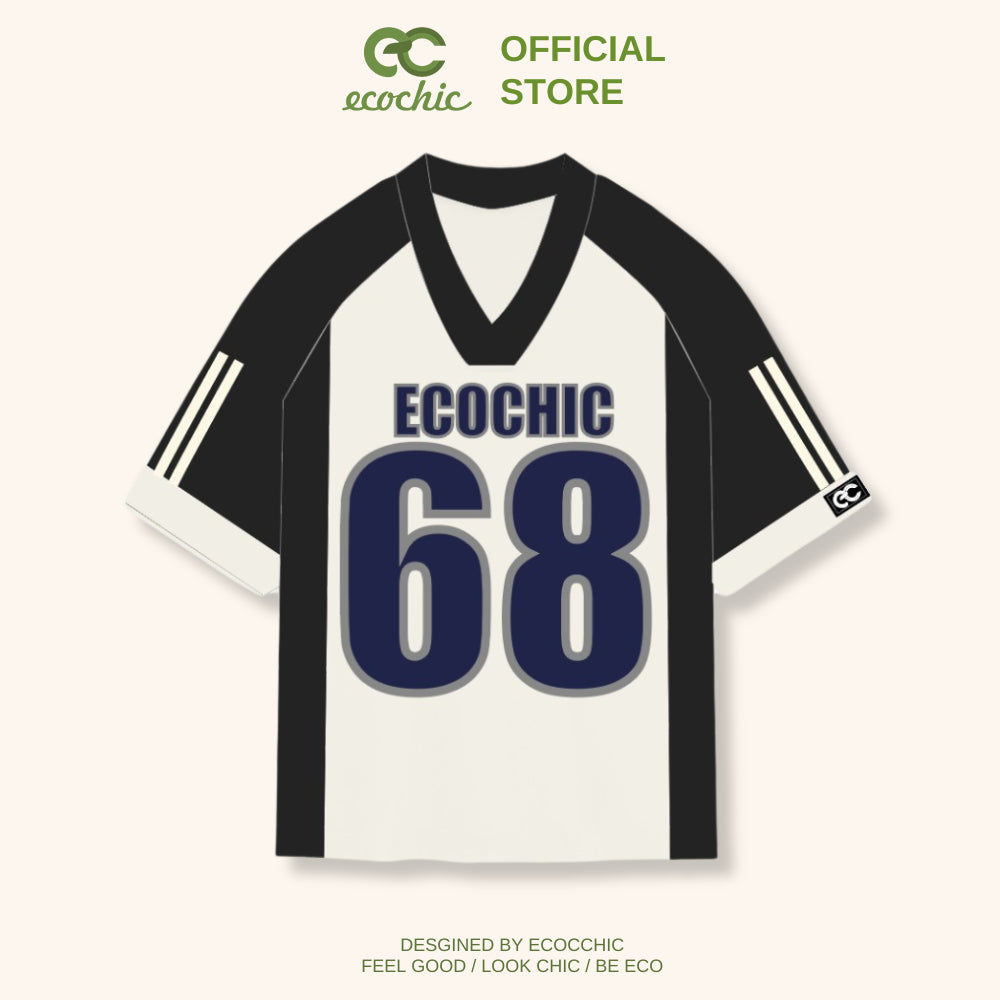 ECOCHIC NUMBER 68 Cardigan T-shirt Genuine Unisex Sportswear Loose Format Oversize 100% High Quality Cotton B045