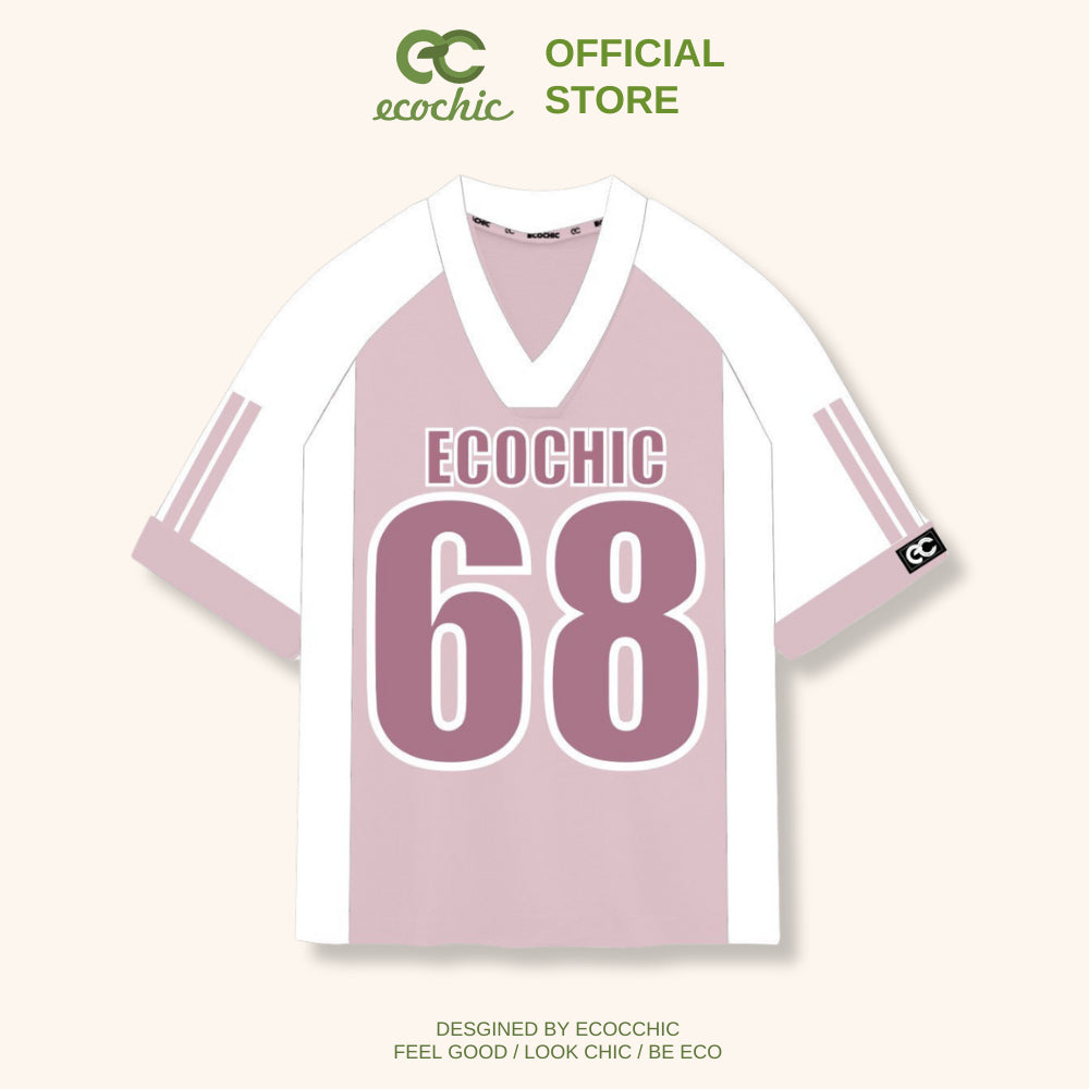 ECOCHIC NUMBER 68 Cardigan T-shirt Genuine Unisex Sportswear Loose Format Oversize 100% High Quality Cotton B045