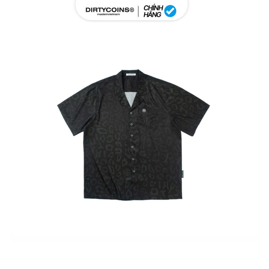 DirtyCoins Leopard All Print Shirt - Black