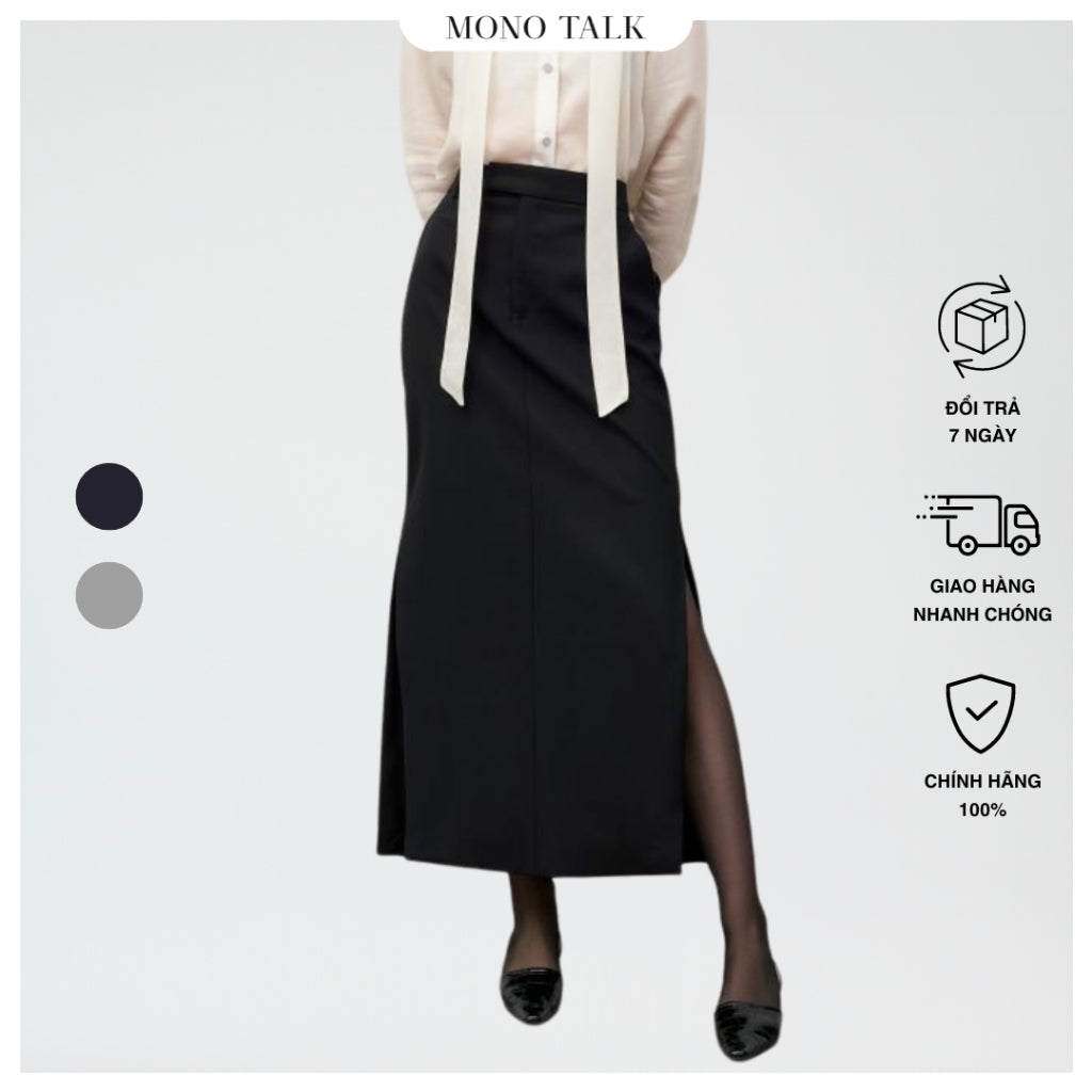 MONO TALK maxi skirt with slits on both sides and thick poplin MOF23W-B10004TK