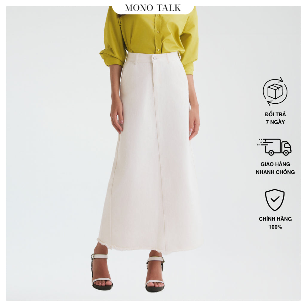 MONO TALK straight denim skirt with high waist and split back MOF23W-B10001FB