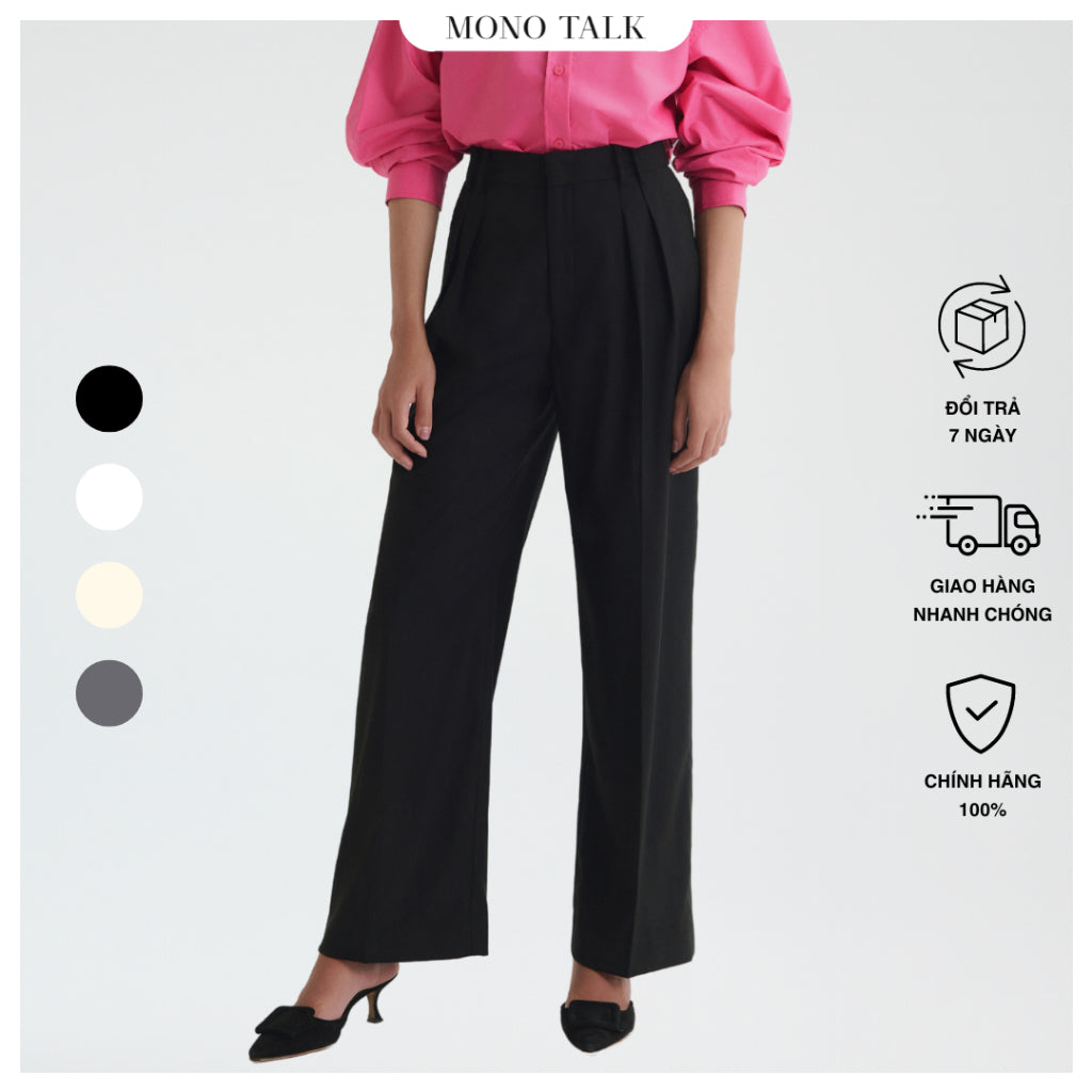 MONOTALK high-waisted straight-leg trousers with pleated waistband MFOT23W-B30001FT