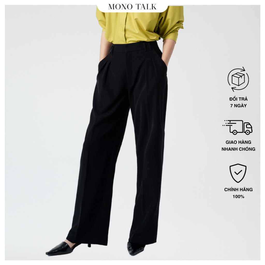 MONOTALK high-waisted tweed pants with pleated waistband MFOT23S-B30002FT