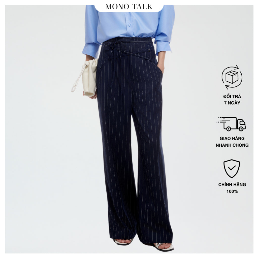 MONO TALK loose-fitting trousers made of tweed and criss-cross lace MOF24S-B30004TK