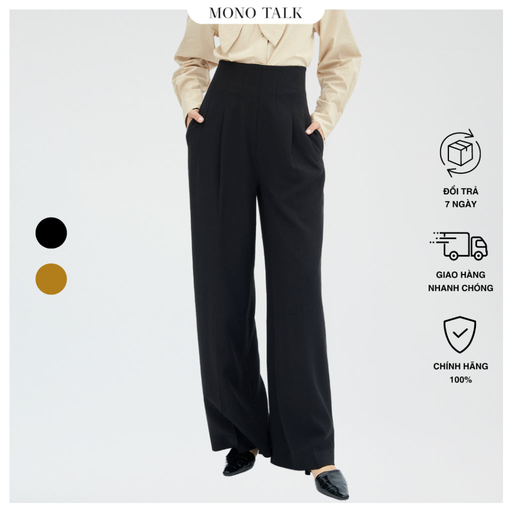 MONO TALK High Waist Wide Leg Pants Super Wide Leg Waist Flared Pants Polyester B30001TK