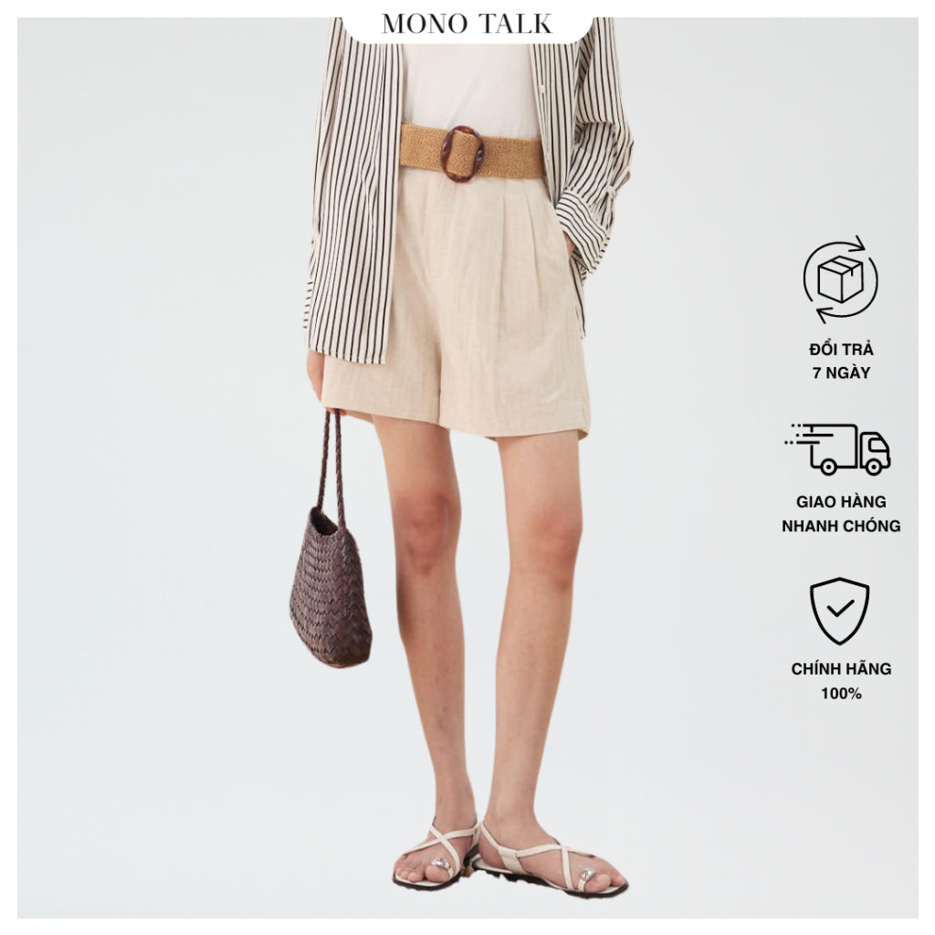 MONO TALK linen cap-waist shorts with 2 pockets on the back MCS24S-B40001TK