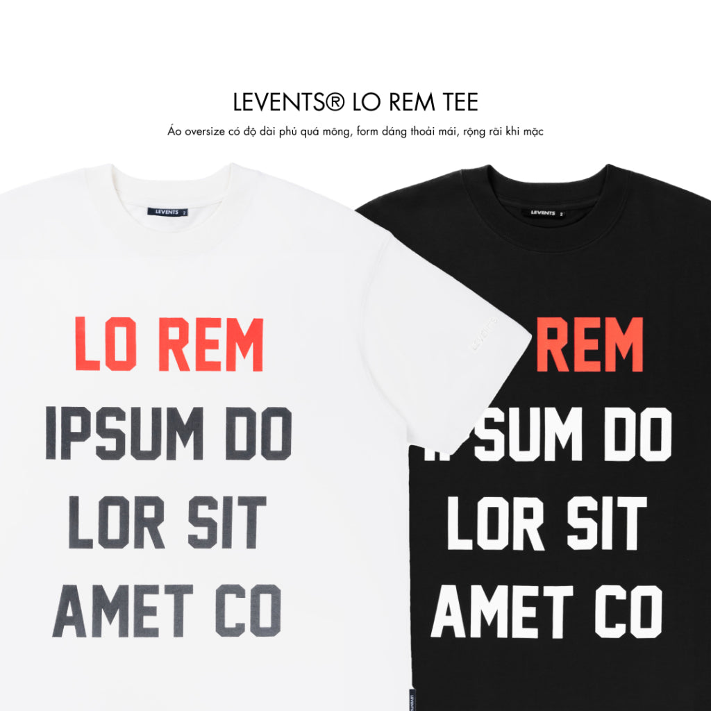 Levents Lo Rem Tee 100% Cotton Unisex Oversized T-shirt 