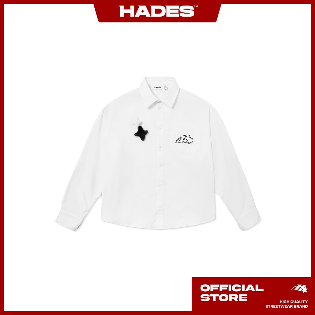 UNISEX LONG-SLEEVE SHIRT HADES WHITE ASTRAL COTTON SHIRT - GENUINE HADES BRAND