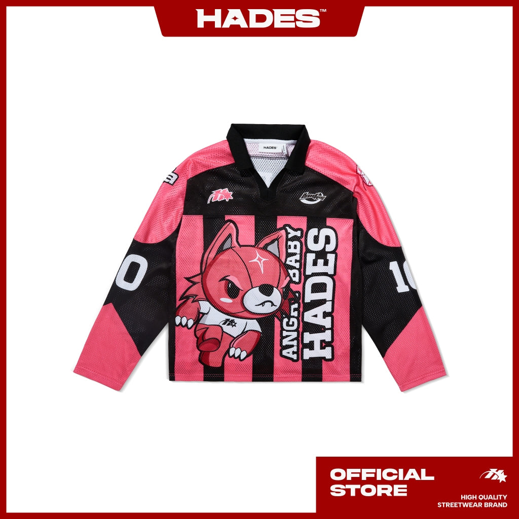 Unisex Long Sleeve T-shirt HADES MASCOT HOCKEY JERSEY Mesh Fabric - Genuine HADES Brand