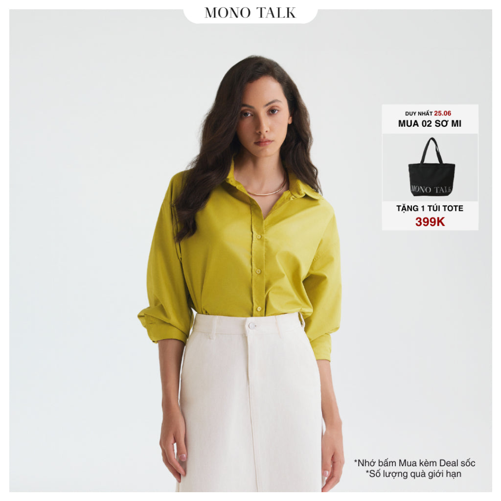 MONO TALK oversized shirt (light green) wrinkle-free, soft and cool poplin fabric T10001FT