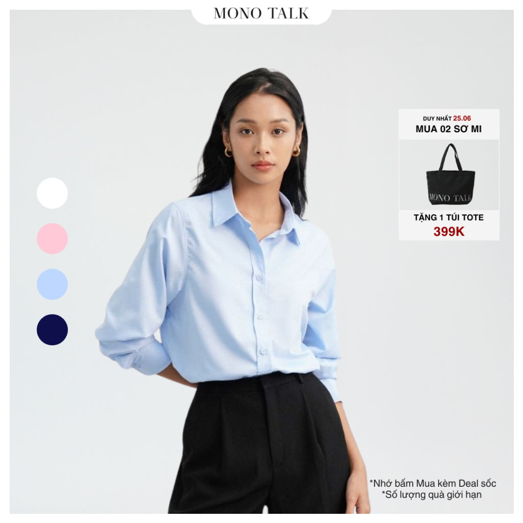 MONO TALK regular shirt (color combination) rough natural poplin fabric to reduce wrinkles, slim fit T10002FT