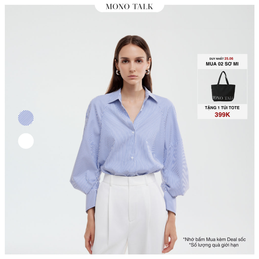 MONO TALK oversize shirt with small collar and raglan sleeves MOF24S-T10011TK