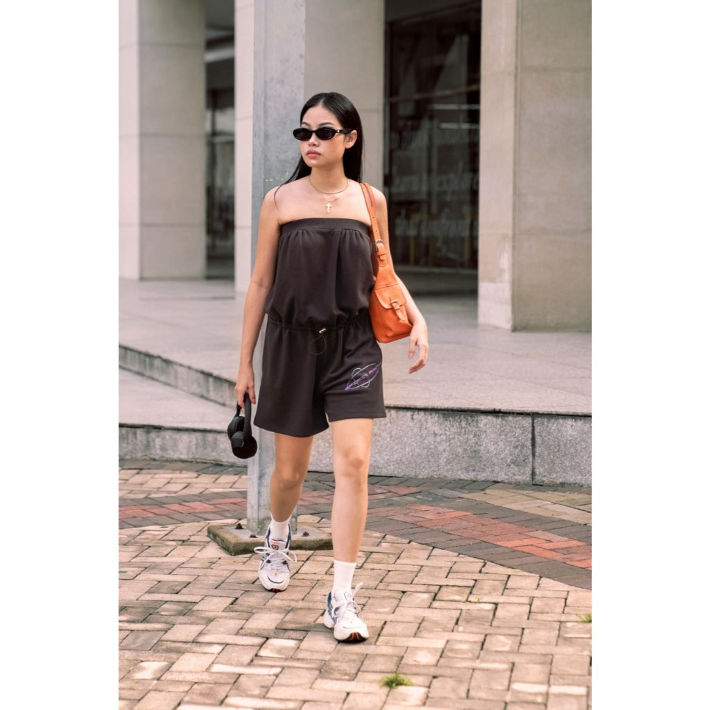 LIBÉ WORKSHOP - Black cotton short jumpsuit