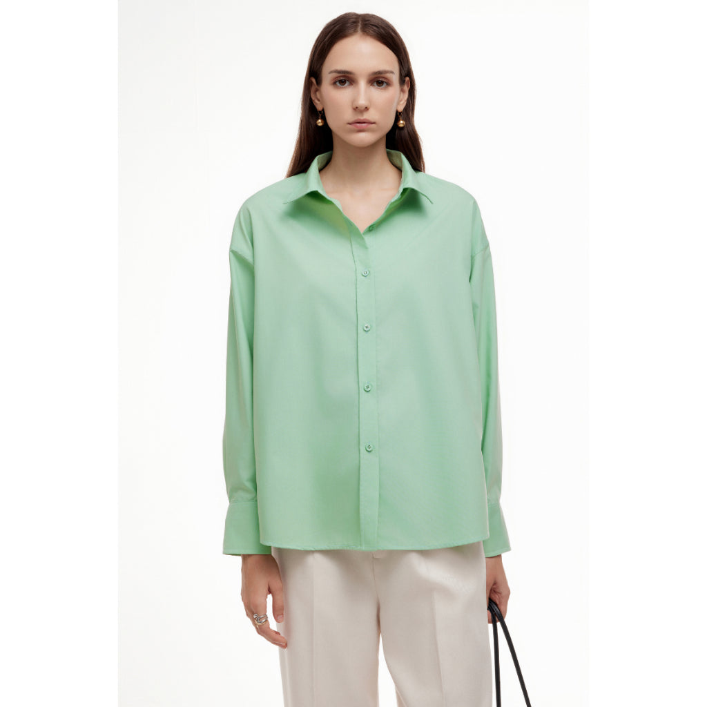 [KOL1508 x MONO TALK] MONO TALK oversized shirt (mixed colors) wrinkle-resistant poplin fabric, soft and cool T10001FT