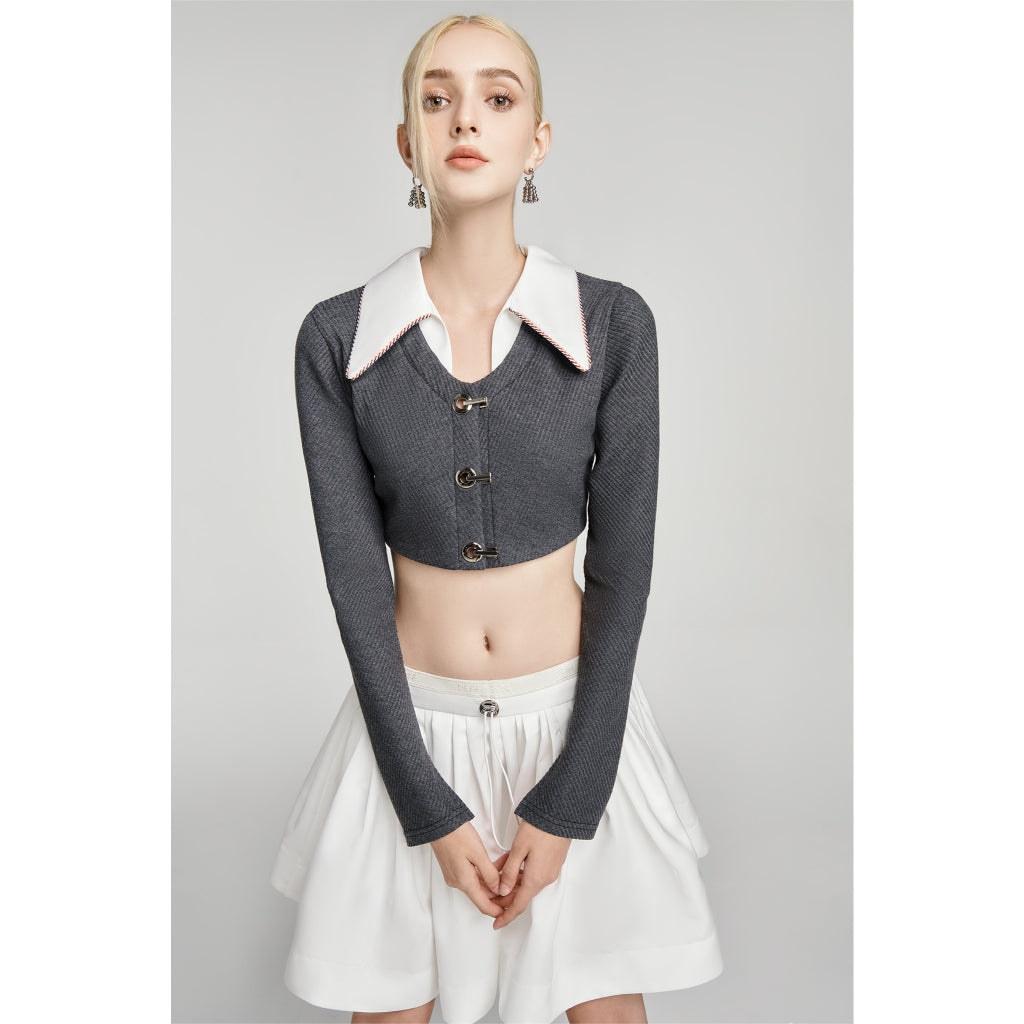 DEAR JOSÉ [LIVESTREAM] - Gray knit long sleeve crop top - Message from the Star