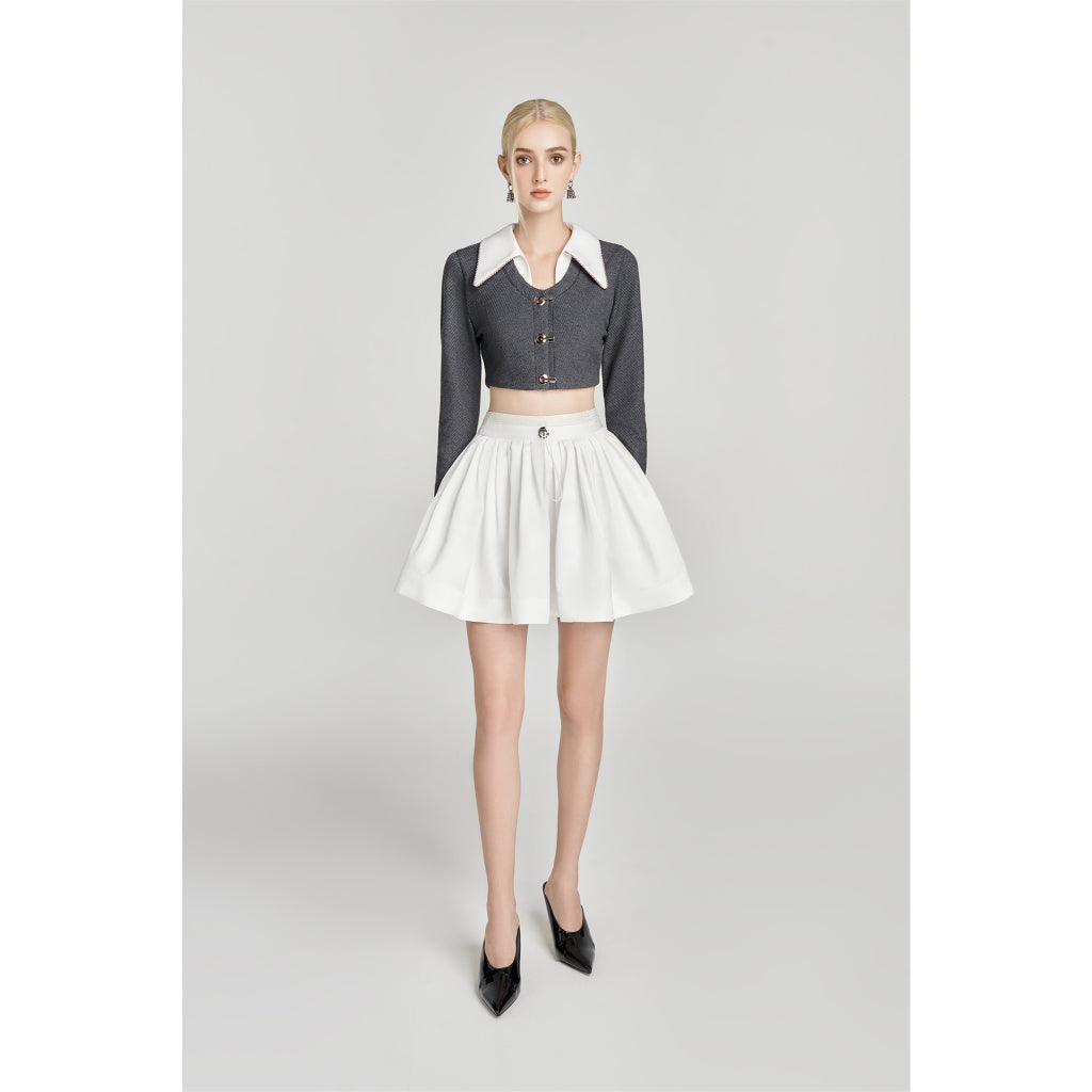 DEAR JOSÉ [LIVESTREAM] - White taffeta flared mini skirt - Astrona