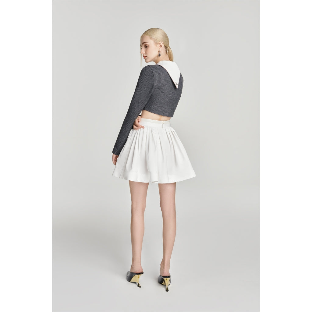 DEAR JOSÉ [LIVESTREAM] - White taffeta flared mini skirt - Astrona