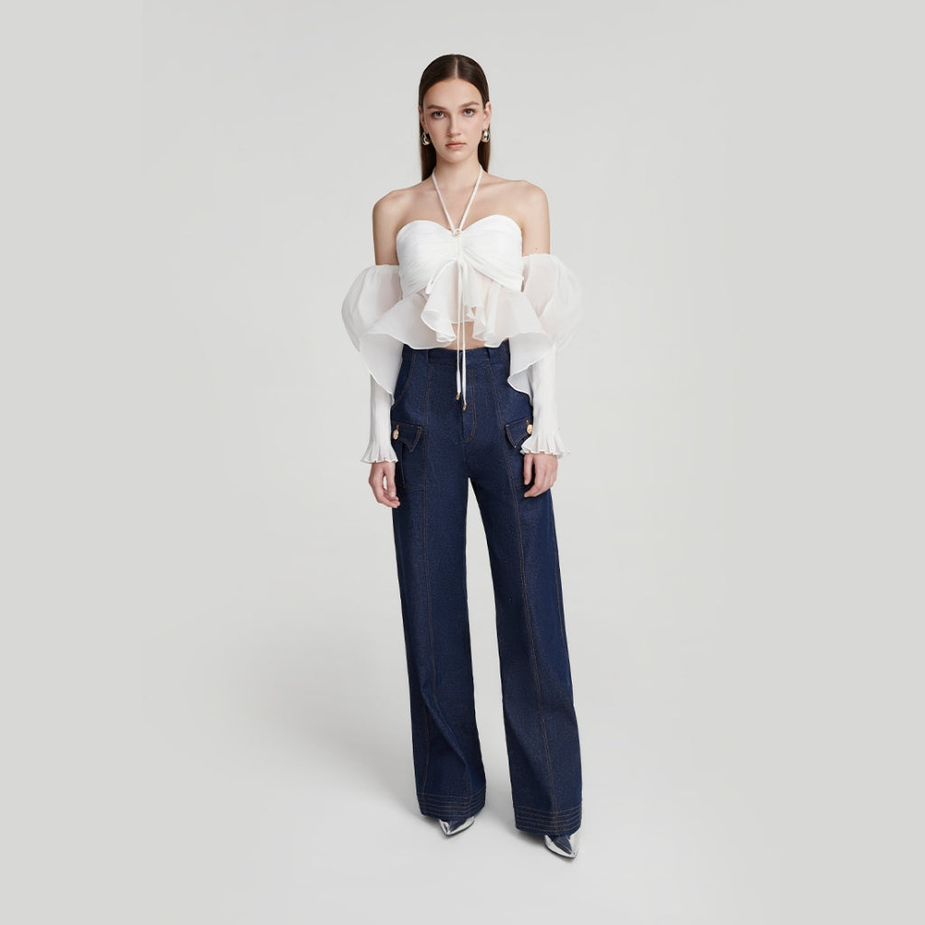 DEAR JOSÉ [LIVESTREAM] - Navy denim straight leg pants - Vegas