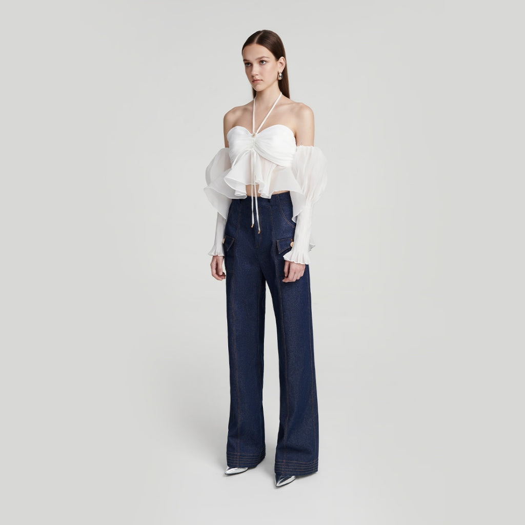 DEAR JOSÉ [LIVESTREAM] - Navy denim straight leg pants - Vegas