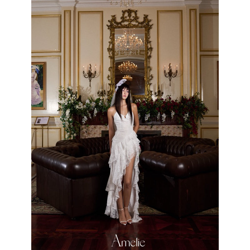 AMELIE - Váy dài hai dây phối ren bèo xếp tầng - Monica Dress