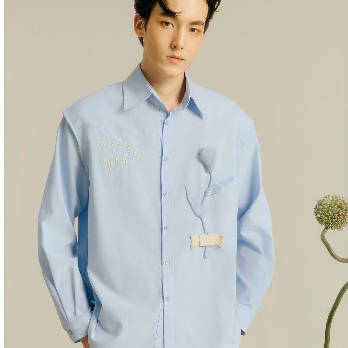 BLANKESPACE Áo Sơ Mi Tay Dài Bluelip Shirt Chất Vải Cotton Cao Cấp Nam Nữ Unisex