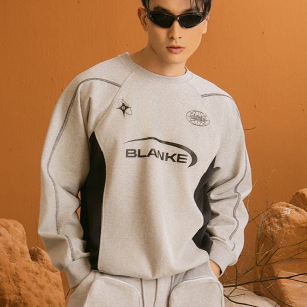 BLANKESPACE Áo Sweater Tubero Tay Dài Nỉ Chân Cua Màu Xám Nam Nữ Unisex