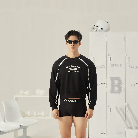 BLANKESPACE Áo Crop Sport Sweater Thể Thao Nam Nữ Unisex Vải Da Cá Thấm Hút Tốt Màu Đen