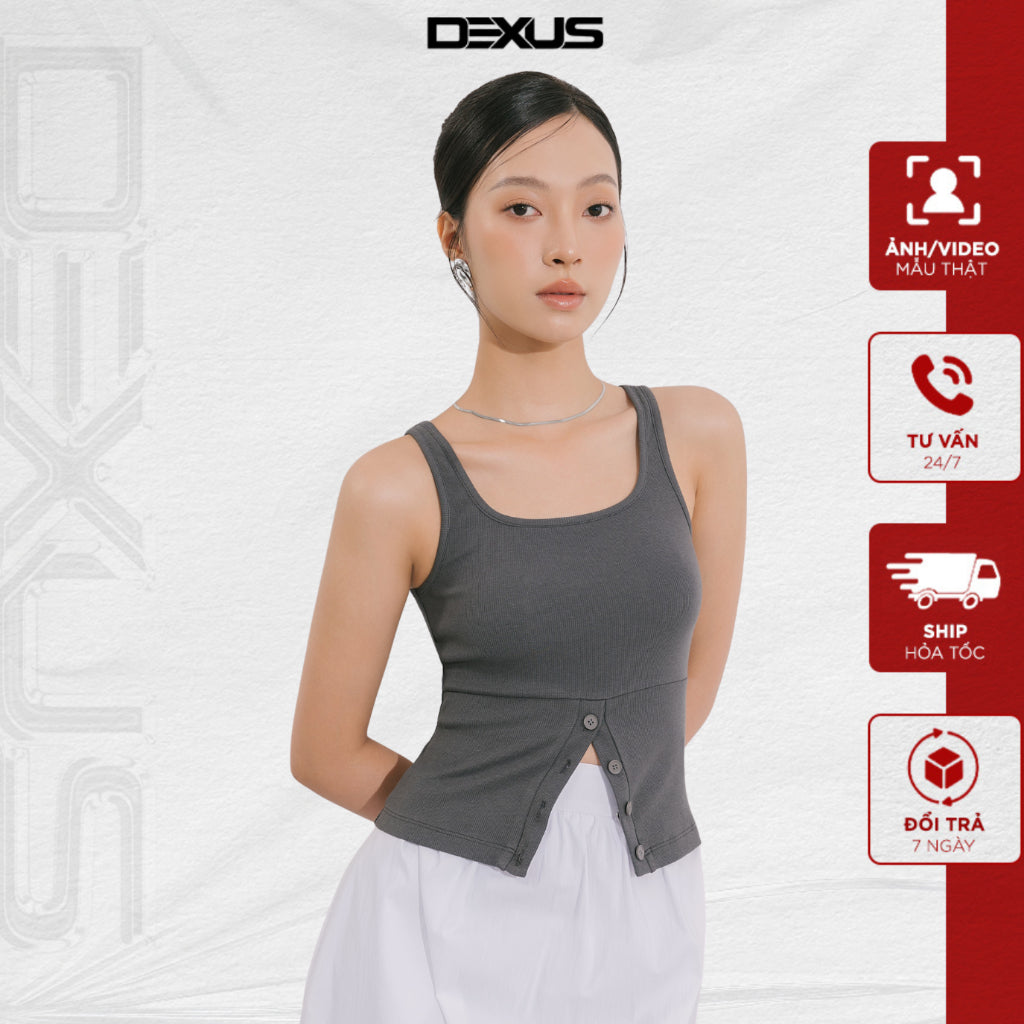 Easy to Mix Basic Gray Shirt with Split Ball Gown CHIXIA VERNA TOP_DXA150142