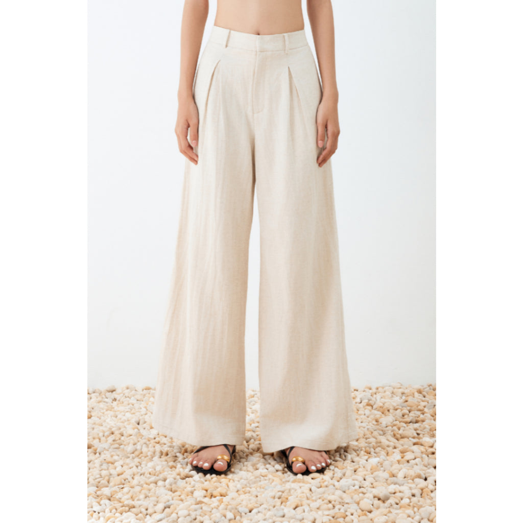 MONO TALK low-rise trousers with pleated waistband and cross pockets, MCS24S-B30005TK